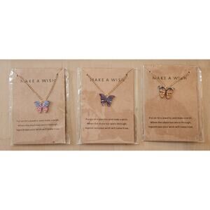 Make A Wish Butterfly Necklace Lot Of 3 Great Party Bag Wedding Favour Girls